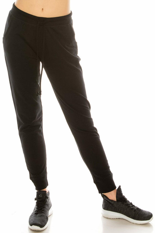 Eevee Women's Casual Jogger Pants Sweatpants Relaxed Fit Black Size M