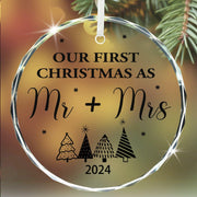 Engagement Ornament 2024 Glass Keepsake Gift for Couple Bride Her White Xmas