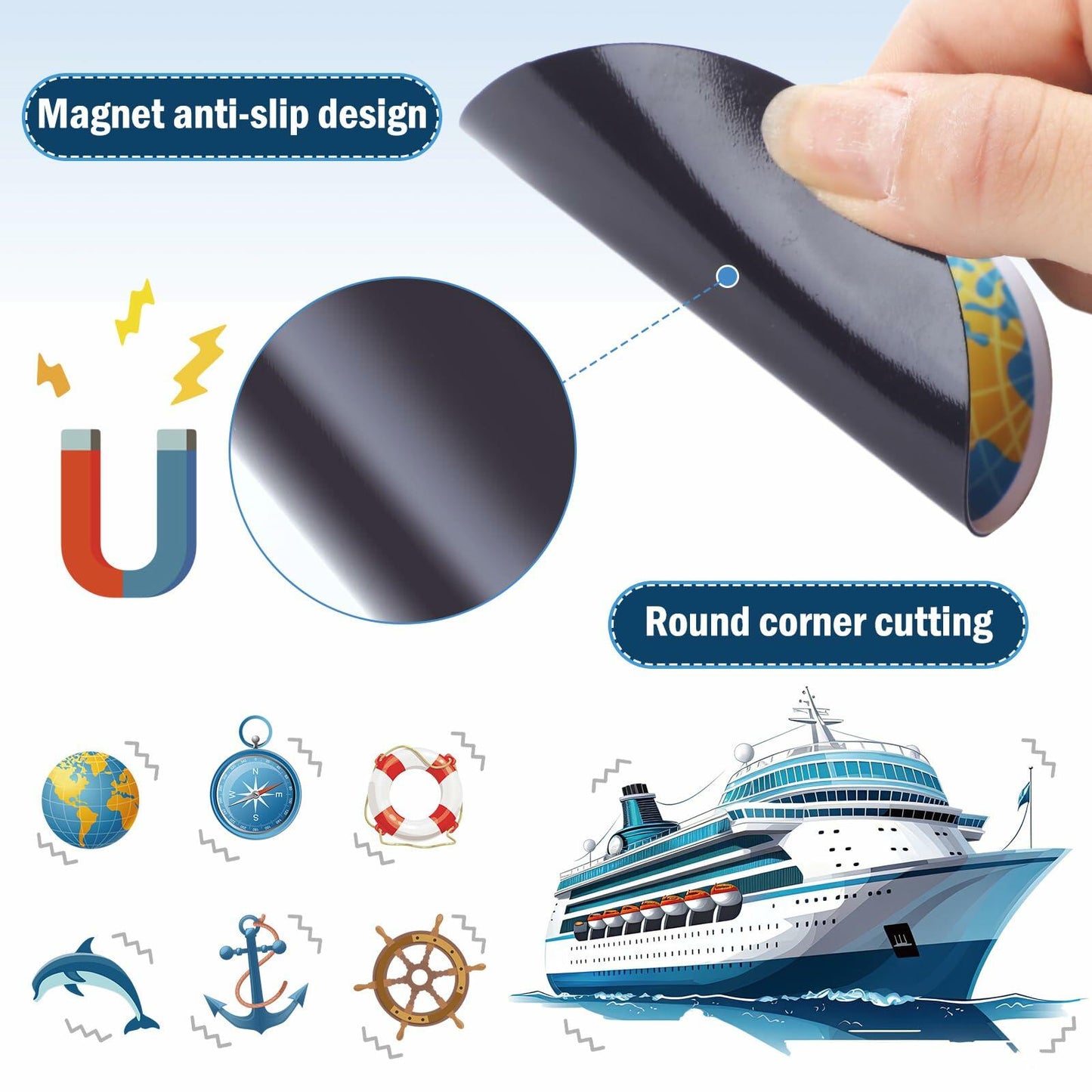 Toodoo 14 Pcs Nautical Cruise Door Magnets Anchor Boat Decorations