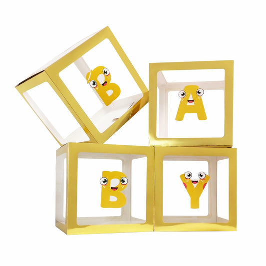 Onteftshop Baby Boxes Letters Party Decorations Clear Gold 4 Count