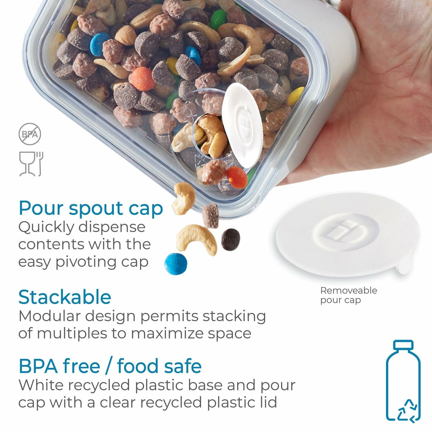 iDesign Small Kitchen Canister w/ Airtight Lid White 6.3"x4.8"x2.9"