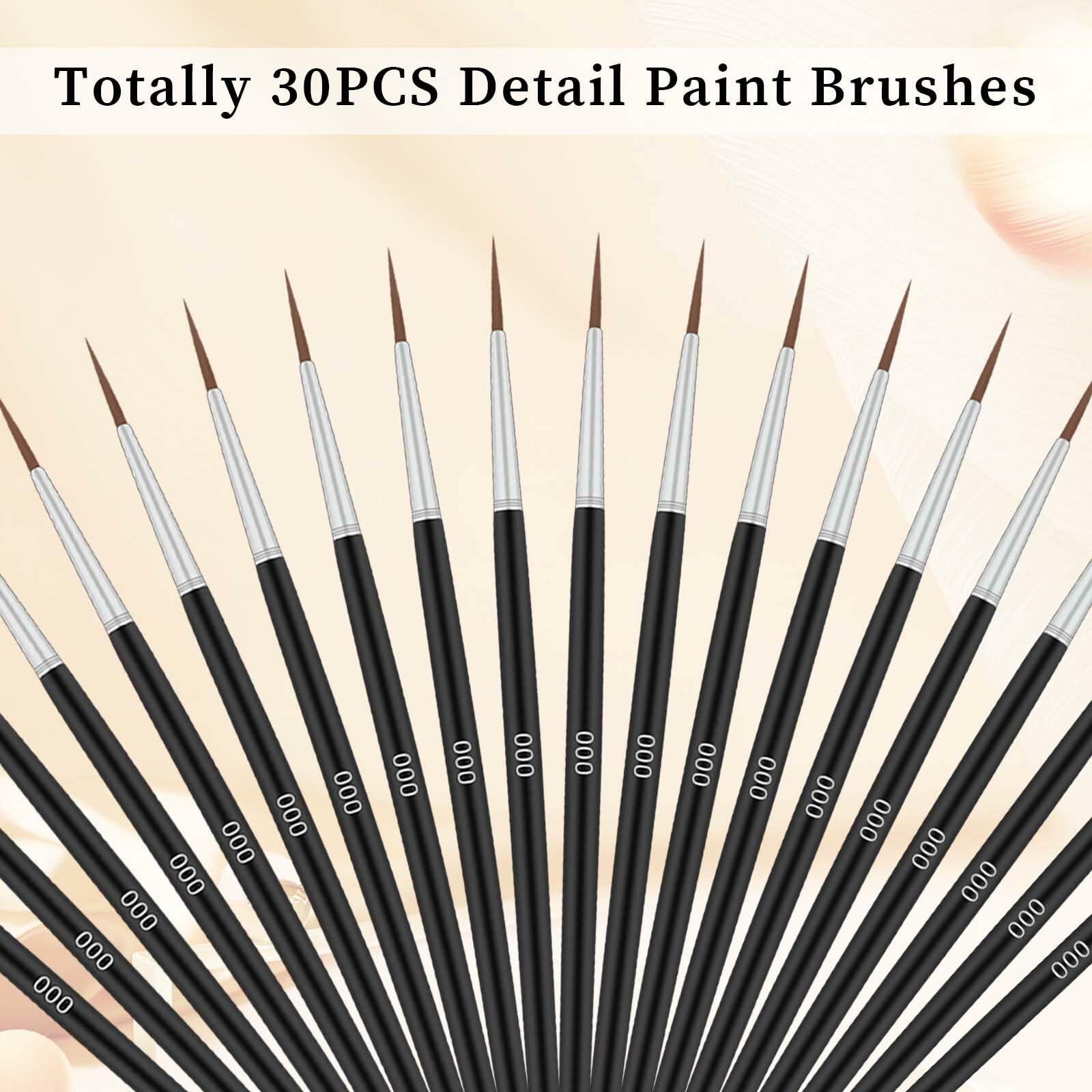 30 Pcs Fine Tip Paint Brush Set #0 #00 #000 Micro Liner Brushes for Art