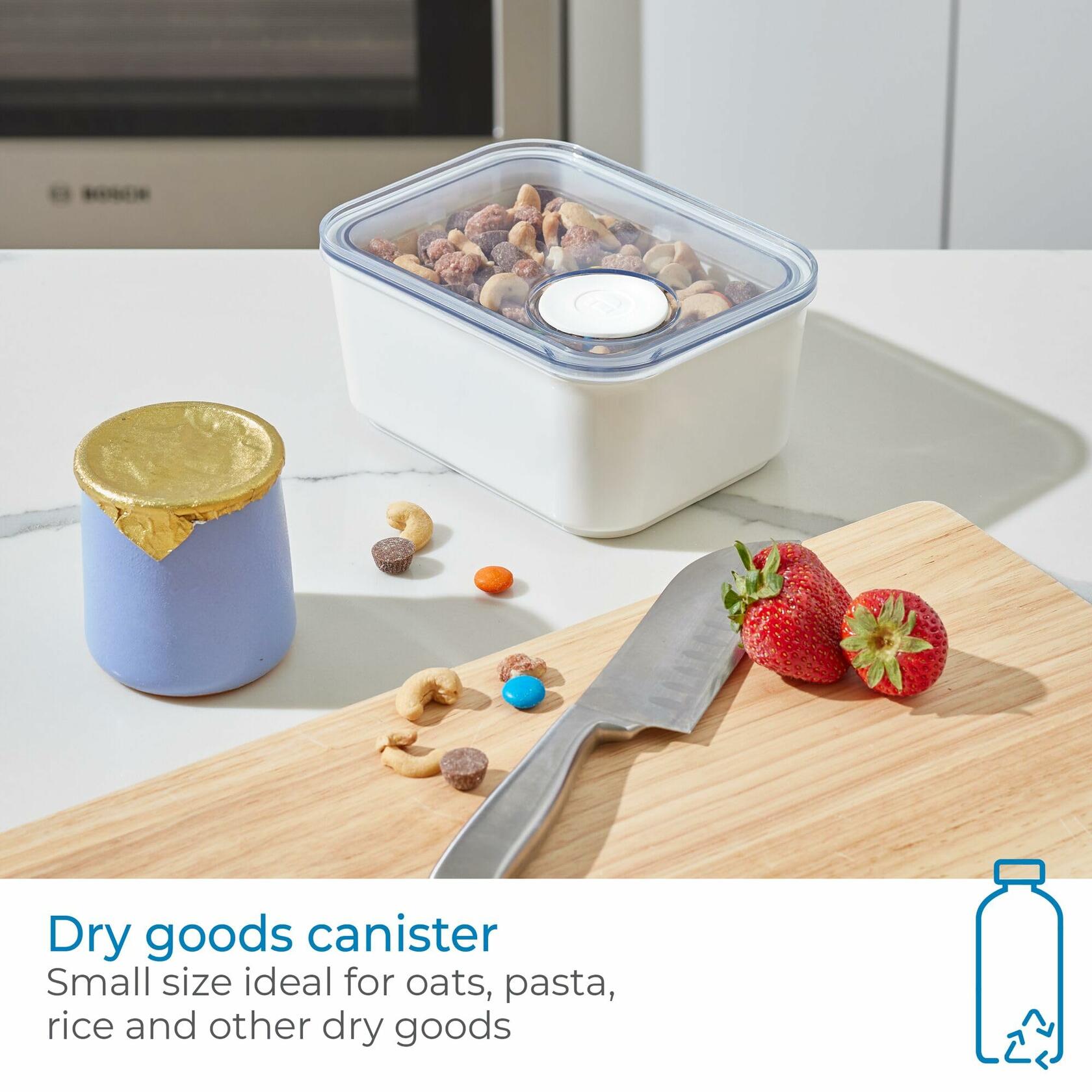 iDesign Small Kitchen Canister w/ Airtight Lid White 6.3"x4.8"x2.9"