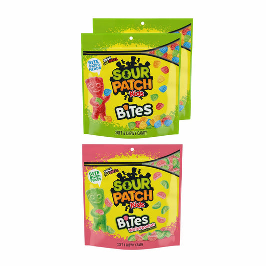BestBy06/25 SOUR PATCH KIDS Bites Original Watermelon Candy Variety Pack 3x12oz