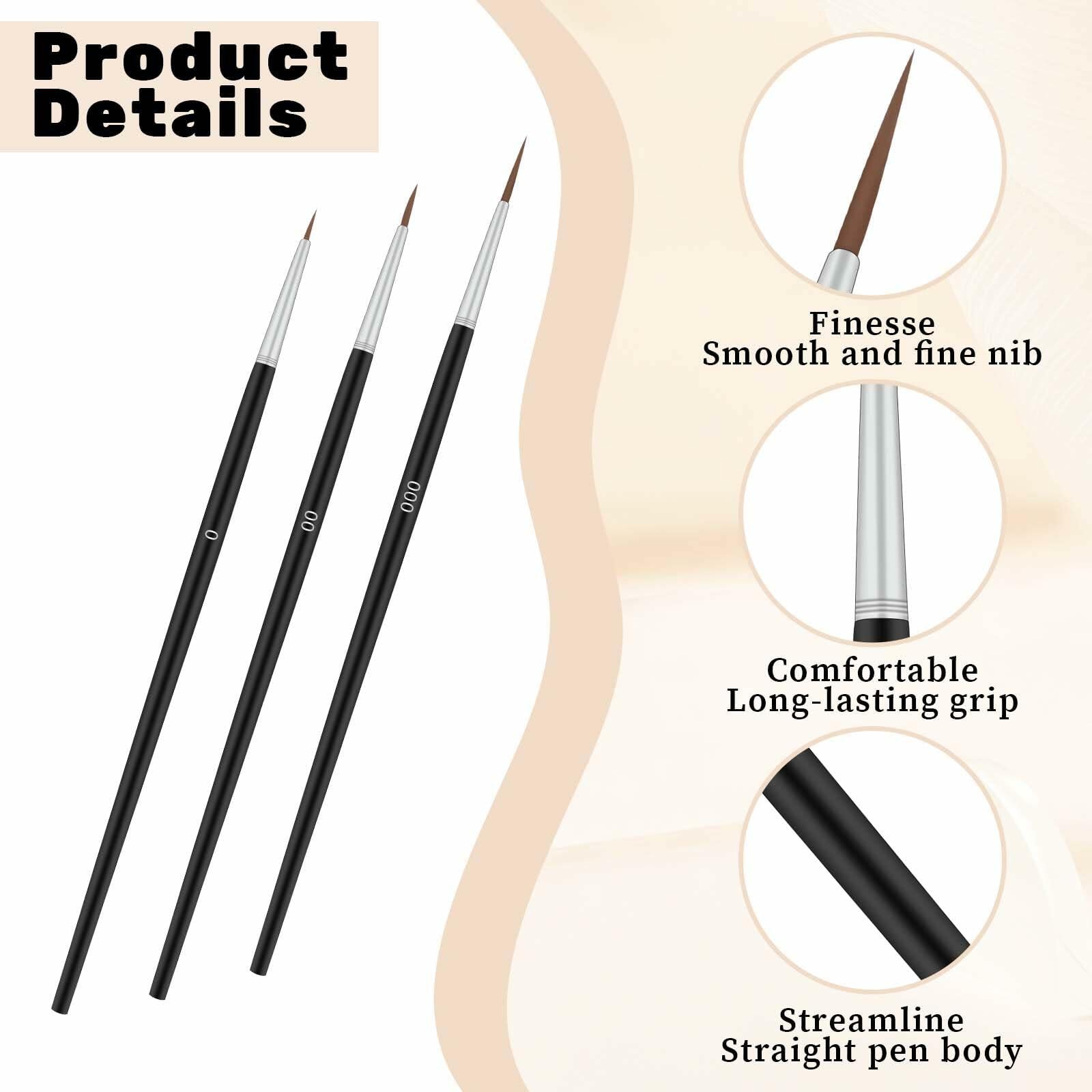 30 Pcs Fine Tip Paint Brush Set #0 #00 #000 Micro Liner Brushes for Art