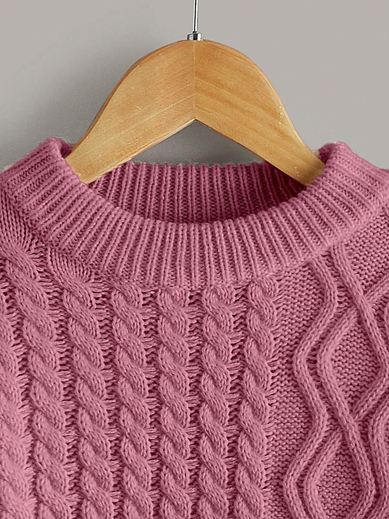 RoseSeek Toddler Girls Cable Knit Button Sweater Crewneck Pink Size 5T