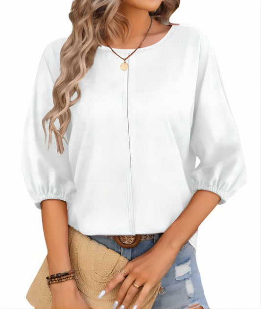 TAKEYAL Women's 3/4 Sleeve Basic Tee Shirt White Size XL