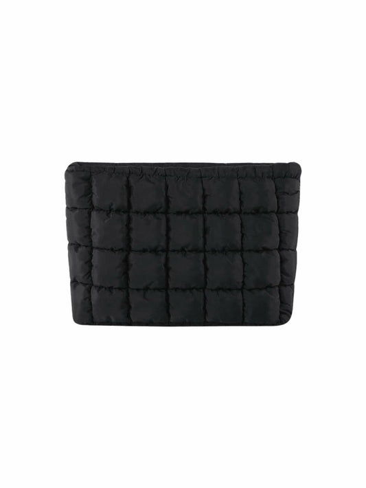 Verdusa Women's Puffy Quilted Makeup Bag Cosmetic Clutch Black One-Size