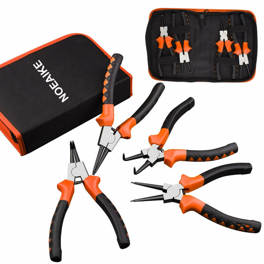 NOEAIKE 4-Pack 7" Snap Ring Pliers Set Internal External Circlip with Pouch