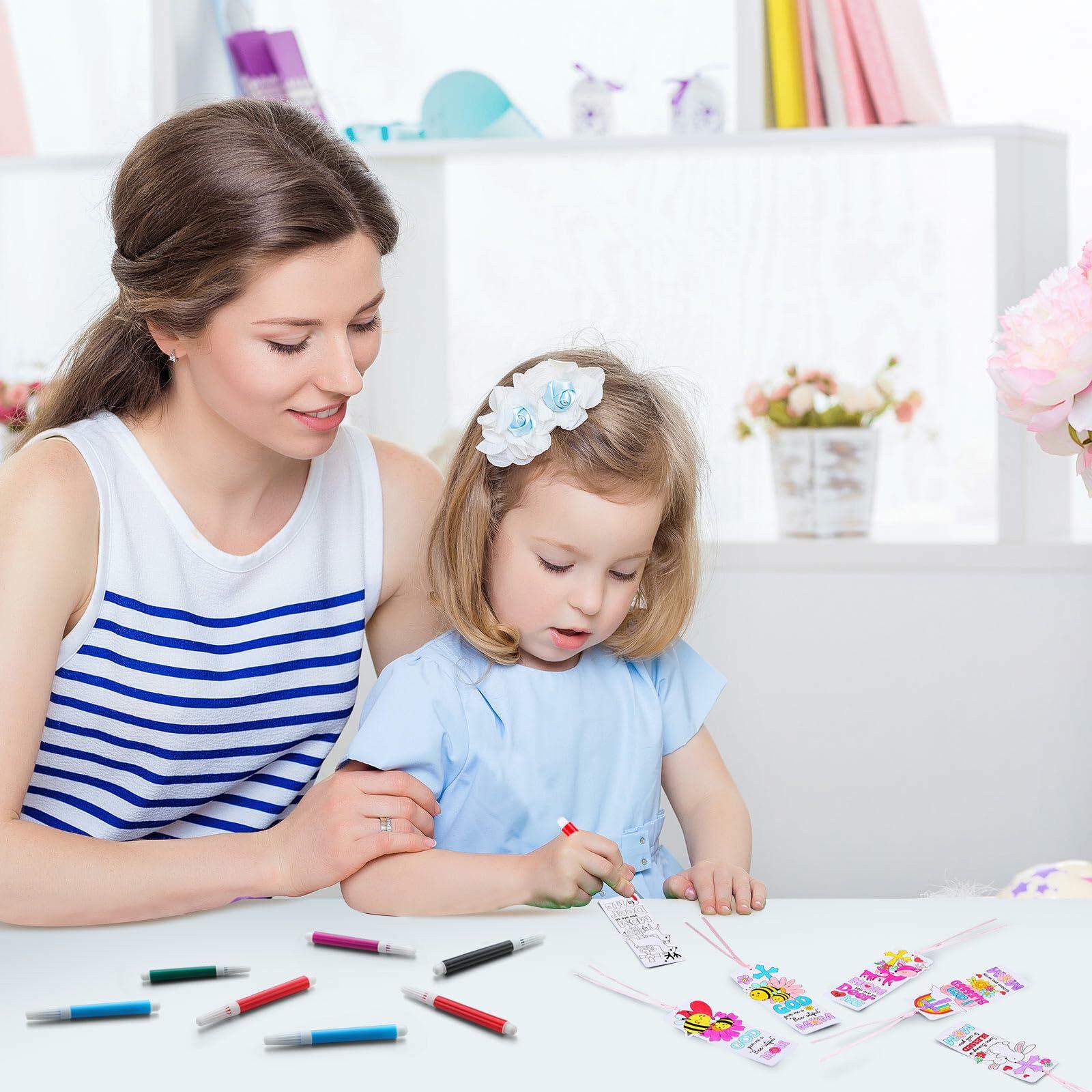 Dunzoom 200 Pcs Mother's Day Christian Coloring Bookmarks Bulk DIY