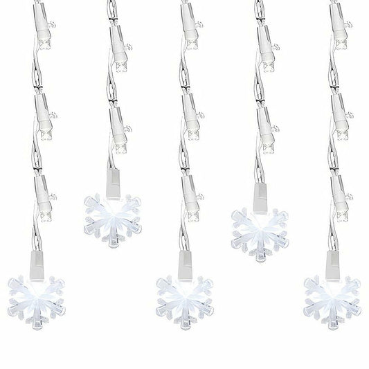 Brite Star Snowflake Icicle Light Set 60 Lights Pure White LED Christmas