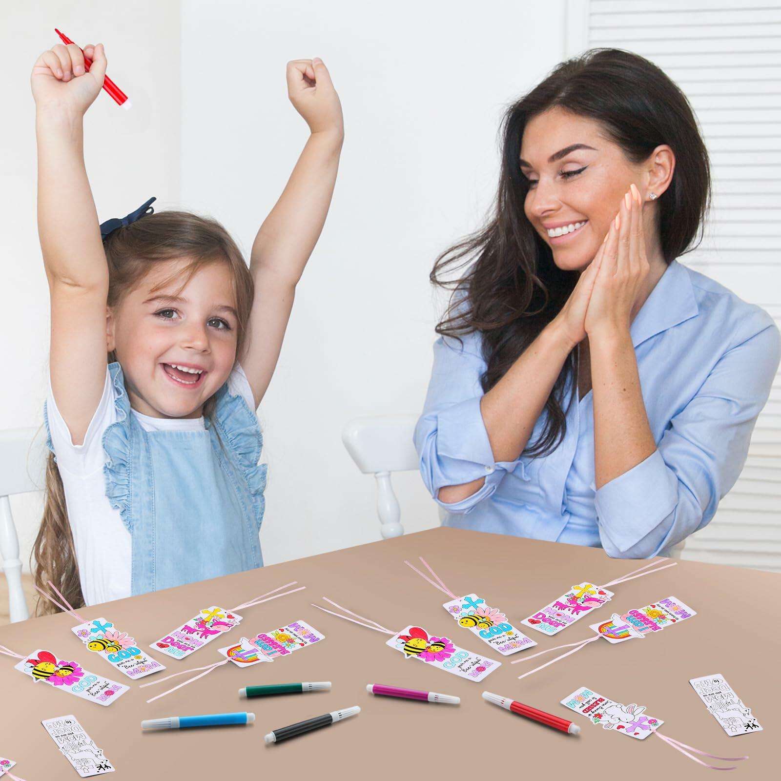Dunzoom 200 Pcs Mother's Day Christian Coloring Bookmarks Bulk DIY