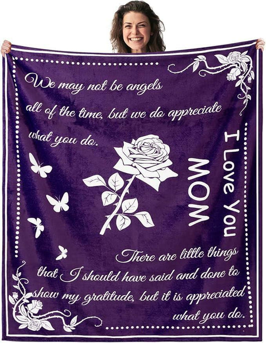 ROMROL Mom Blanket Super Soft Flannel Throw 50x60 Purple Cozy Gift