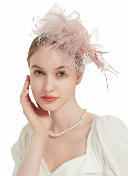 SHUERIET Women’s Black Feather Fascinator Hat 1920s Tea Party Derby