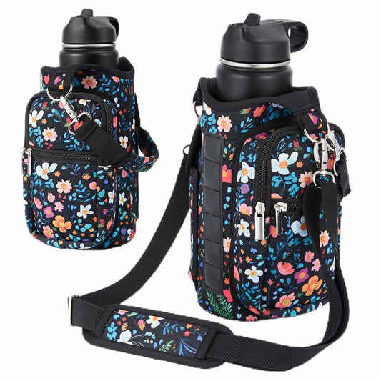 Domensi Magnetic Water Bottle Holder Carrier Bag with Phone Pocket Colorful