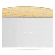 Vutyvve Dough Scraper Set, Wooden Handle Stainless Steel + 2 Plastic, 3 Pc