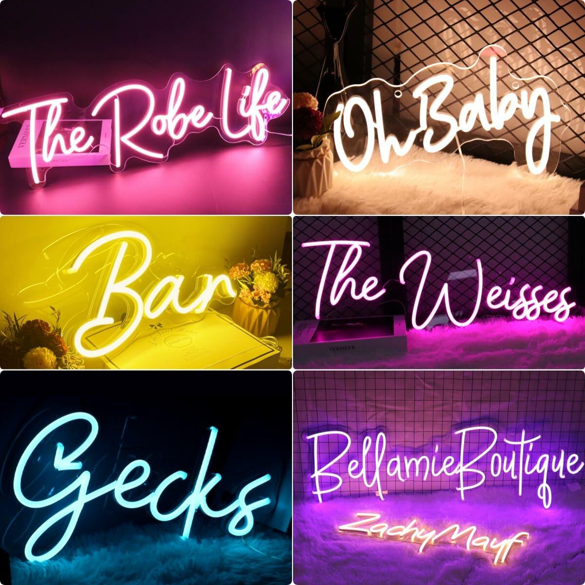 Neon Sign LED Wall Decor Pink Blue USB Powered Dimmable Light