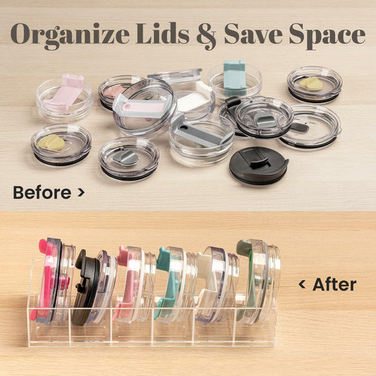 Gracenal Acrylic Tumbler Lid Organizer for Stanley 40oz Yeti Lids Clear