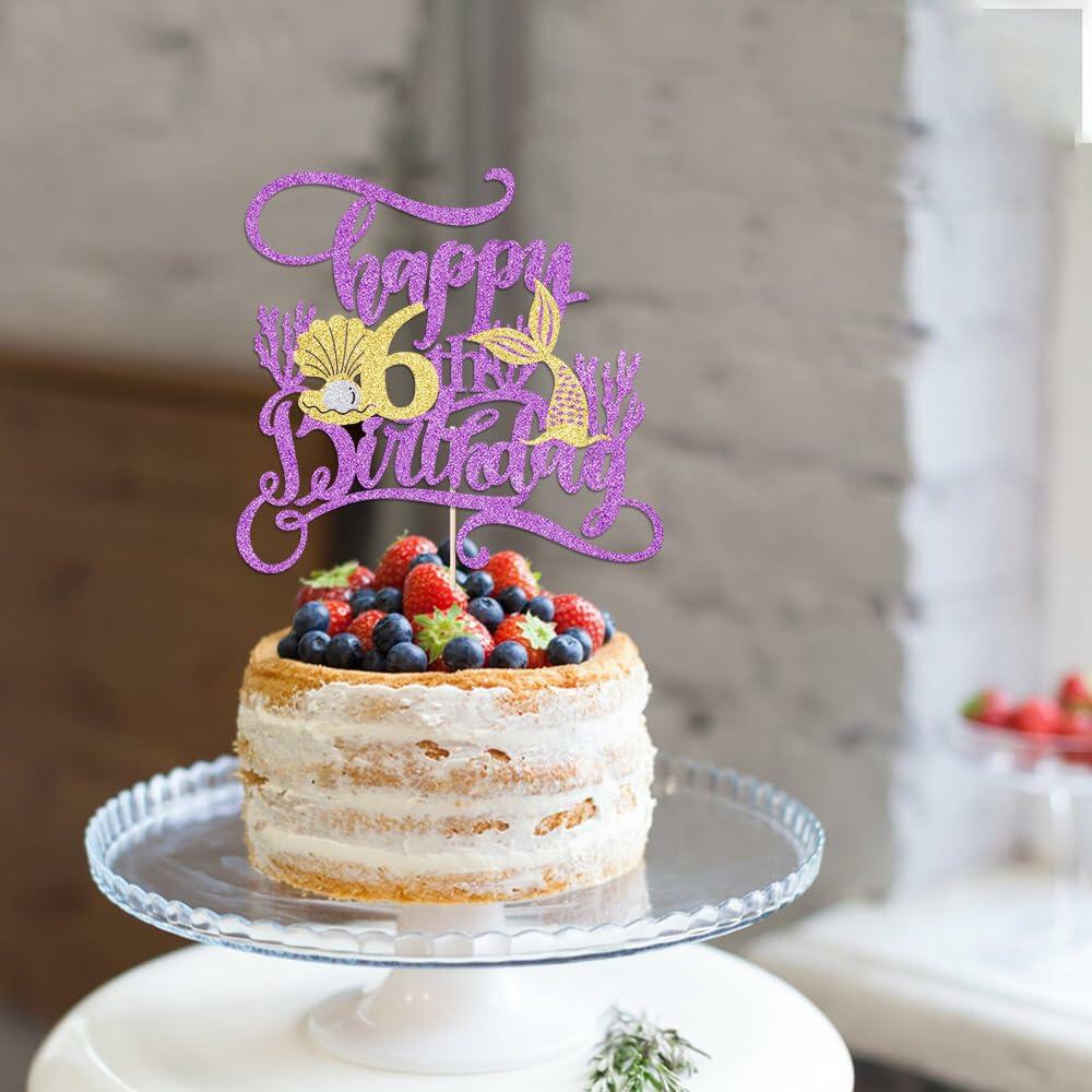 AROKIPPRY Mermaid Happy 6th Birthday Cake Topper Under The Sea Theme
