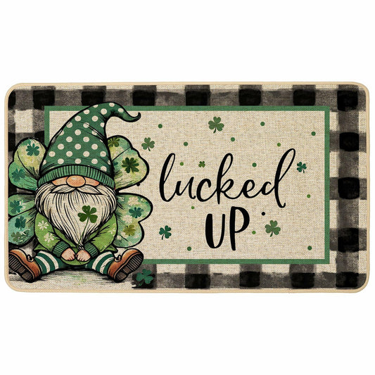 Baccessor St Patrick's Day Doormat 17x29 Buffalo Plaid Green Shamrock