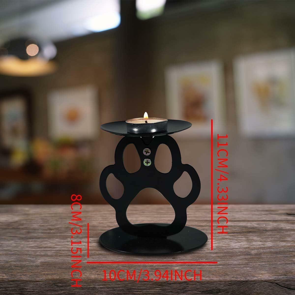 Ctpeng Cat Paw Candle Holder Metal Non Slip Black 3.94x3.15x4.33in