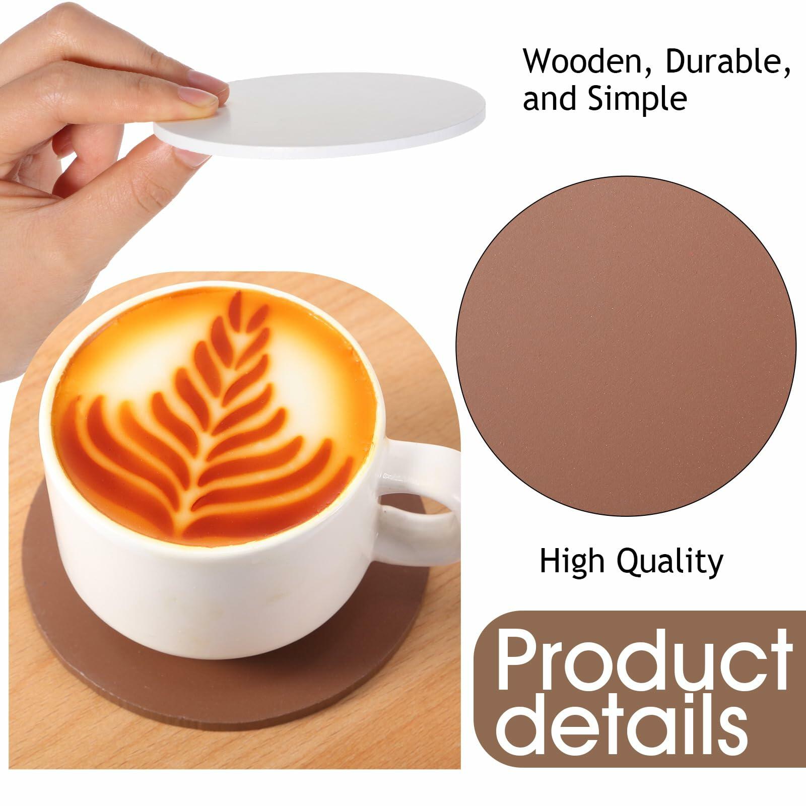 Queekay Wooden Drink Coasters Set of 8 with Holder 4in Grey Marble