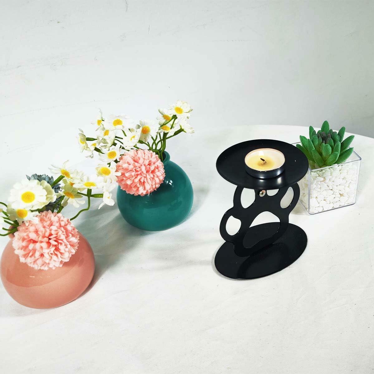 Ctpeng Cat Paw Candle Holder Metal Non Slip Black 3.94x3.15x4.33in