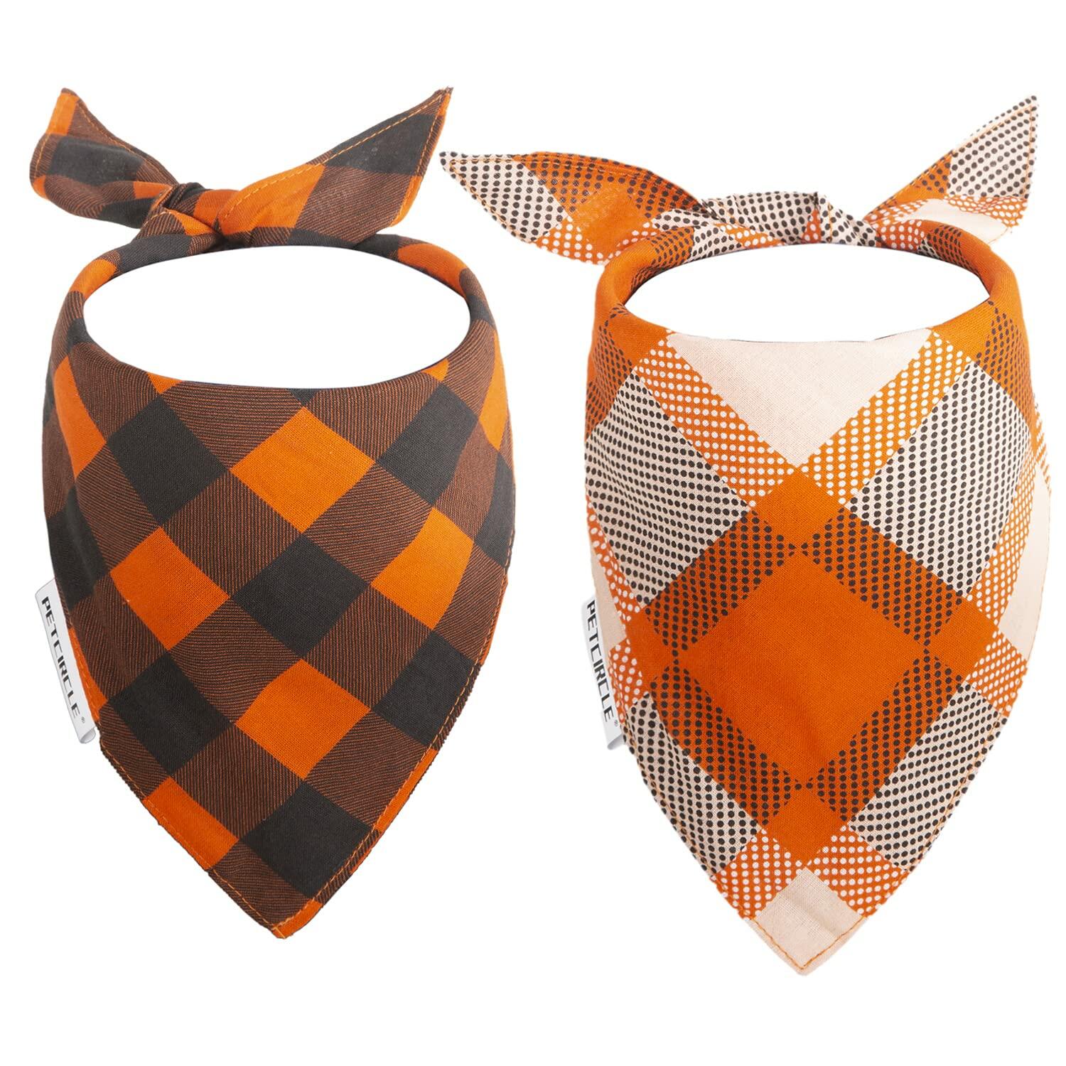 2 Pack Fall Dog Bandanas – Birthday Pet Scarf for Dogs & Cats, Orange L