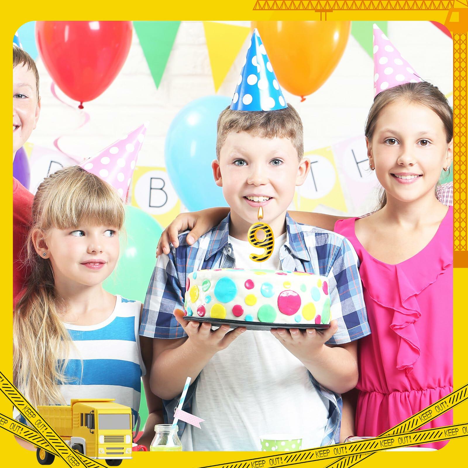 Construction Number 9 Birthday Candle Cake Topper Party Decoration