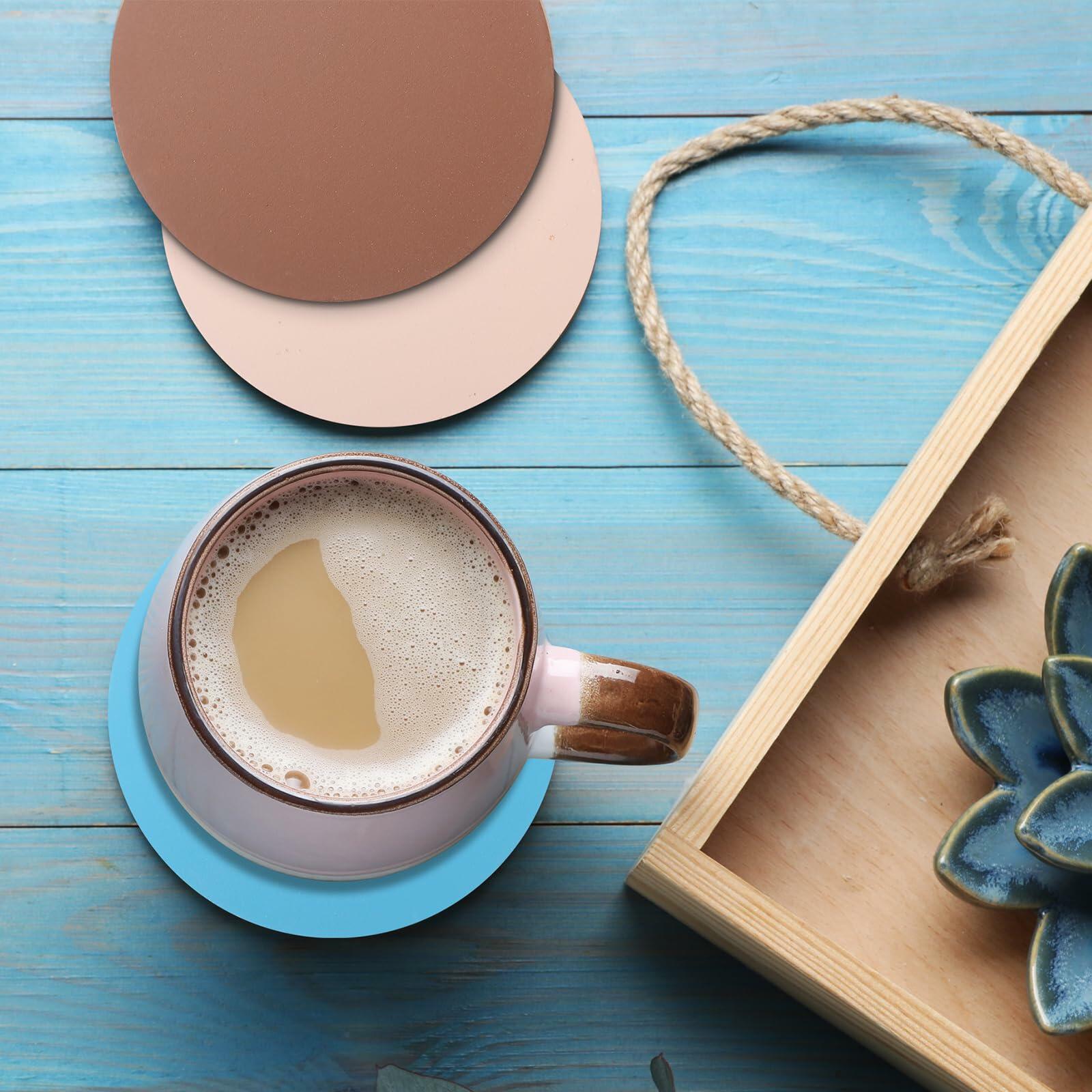 Queekay Wooden Drink Coasters Set of 8 with Holder 4in Grey Marble