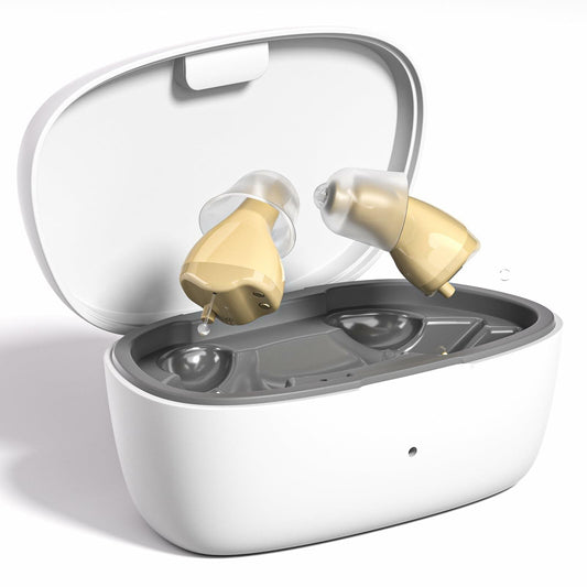 OTC Rechargeable Hearing Aids for Seniors Noise Cancellation Beige