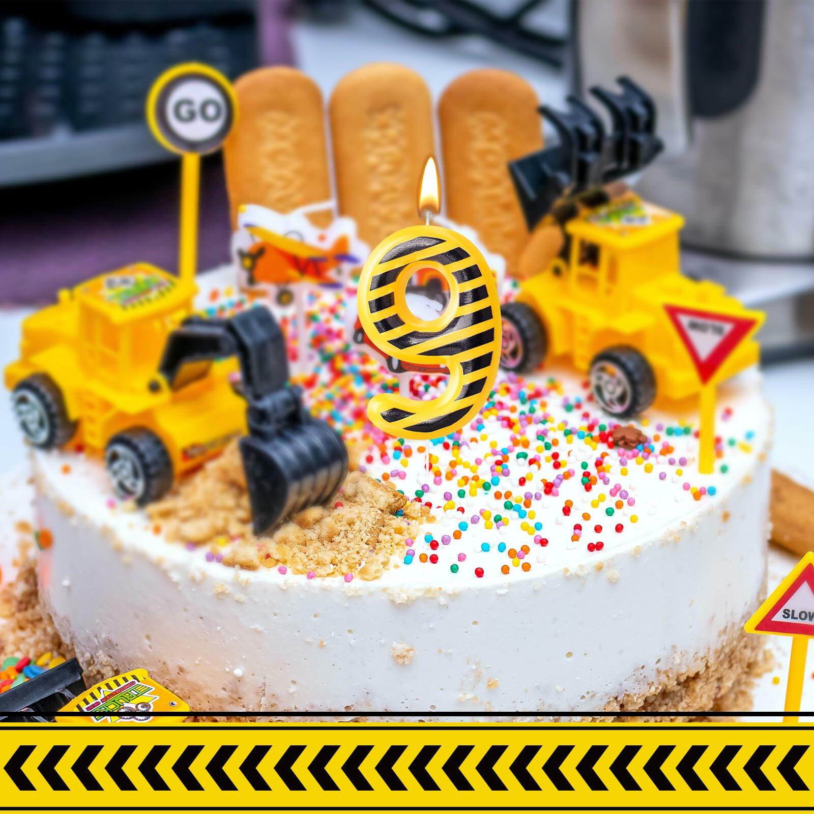 Construction Number 9 Birthday Candle Cake Topper Party Decoration