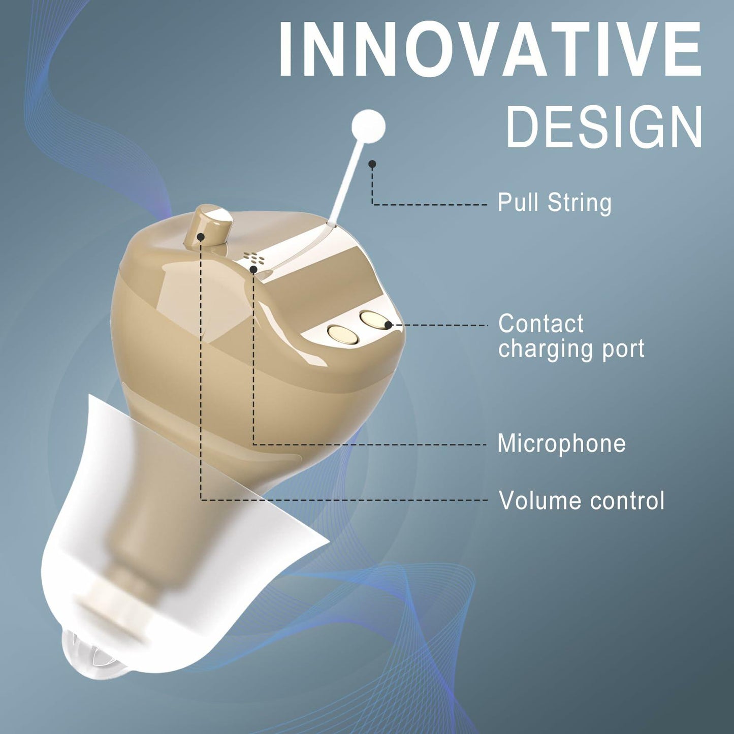 OTC Rechargeable Hearing Aids for Seniors Noise Cancellation Beige