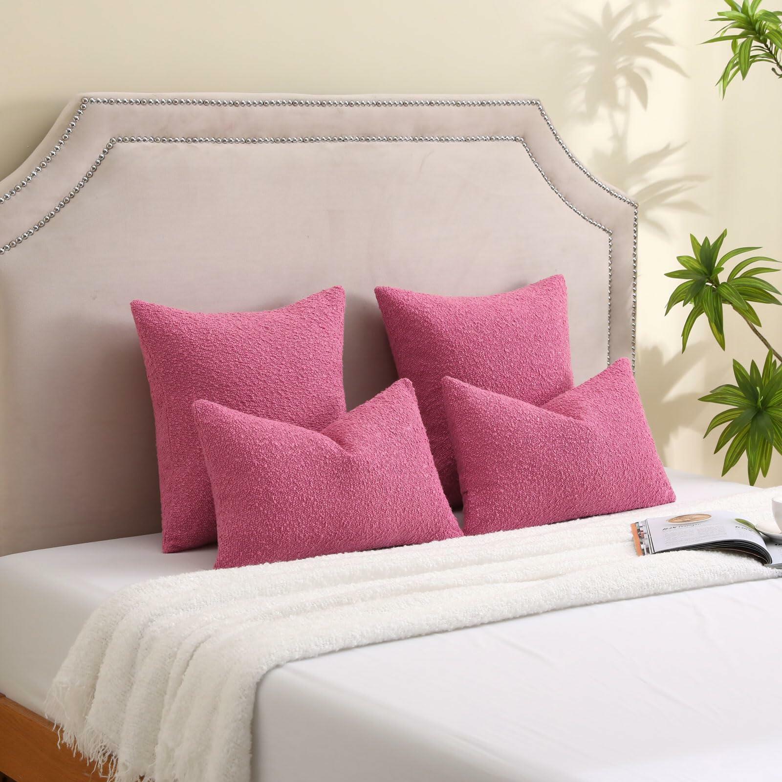 FUTEI Hot Pink Decorative Throw Pillow Covers 20x20 Inch Pack of 2 Cozy