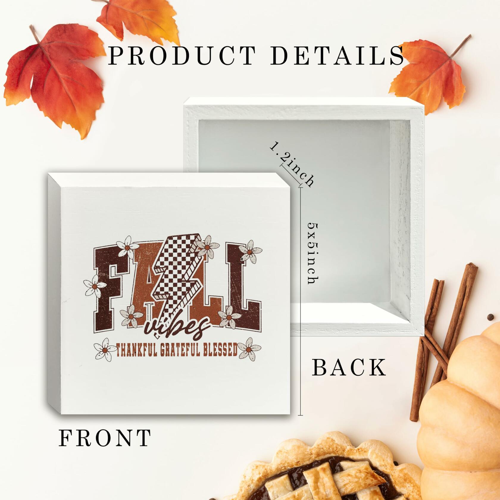 Ty-mh-019 Retro Fall Thanksgiving Wooden Box Sign 5x5 Inches