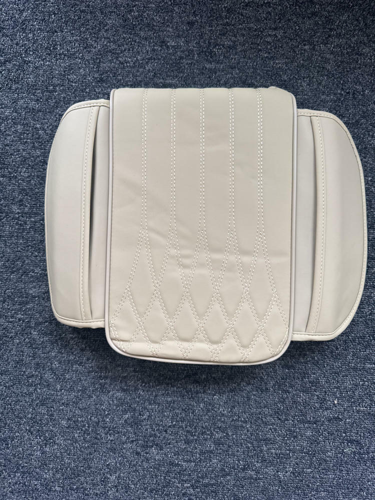 Yumfugu Car Center Console Armrest Cover Leather Memory Foam Beige 12.59x8.66