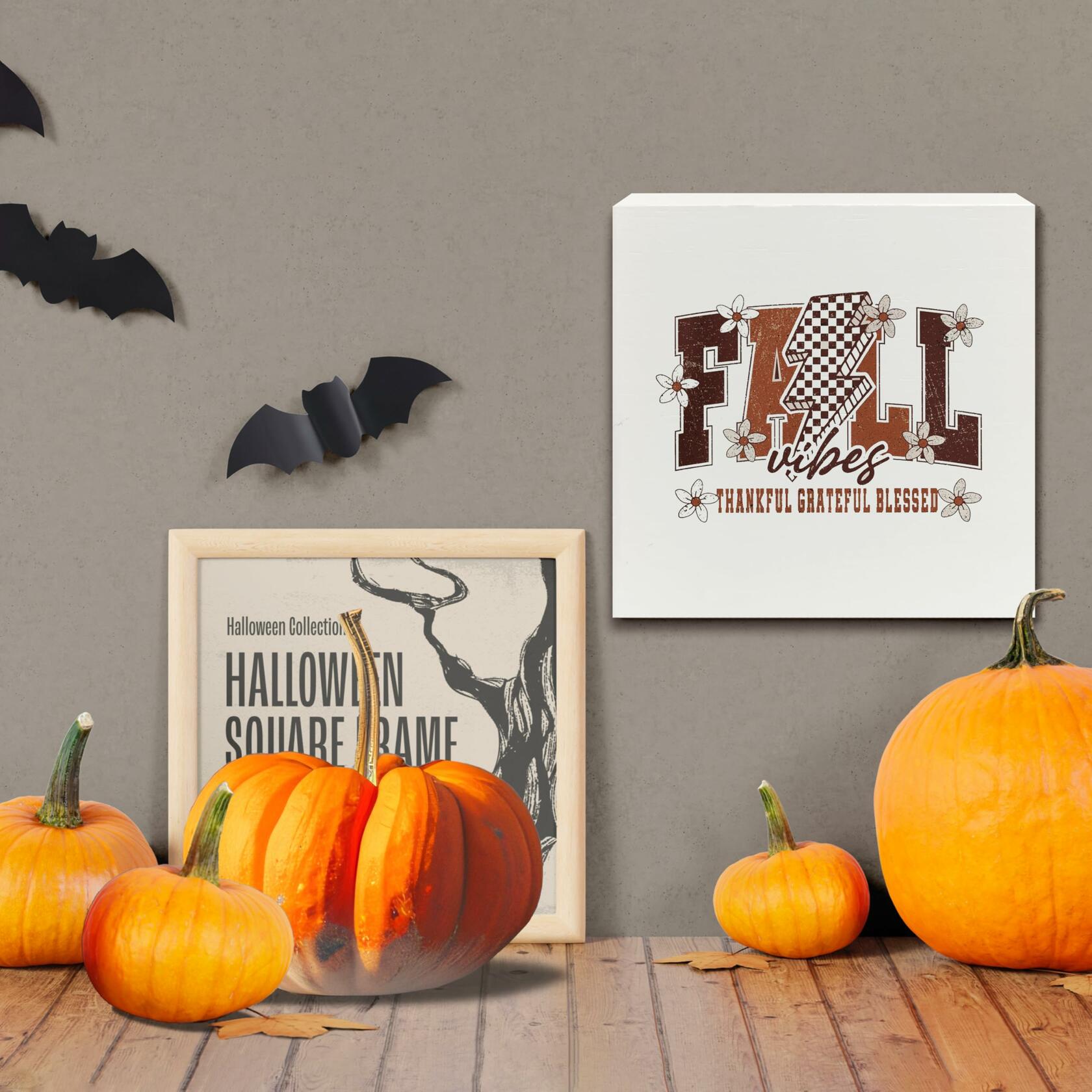 Ty-mh-019 Retro Fall Thanksgiving Wooden Box Sign 5x5 Inches