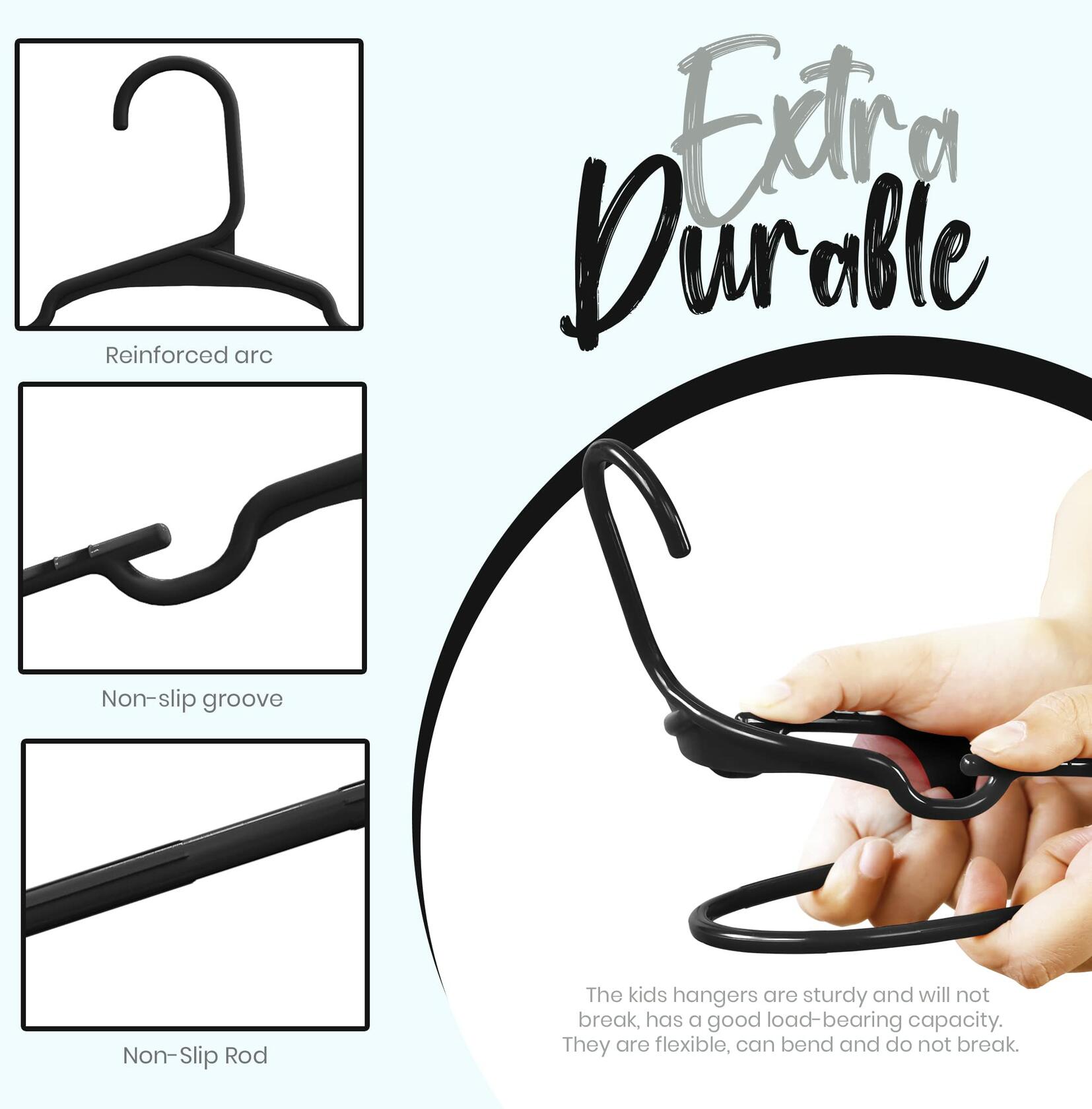 Utopia Home Kids Plastic Hangers 11.5 Inch Black 20 Pack