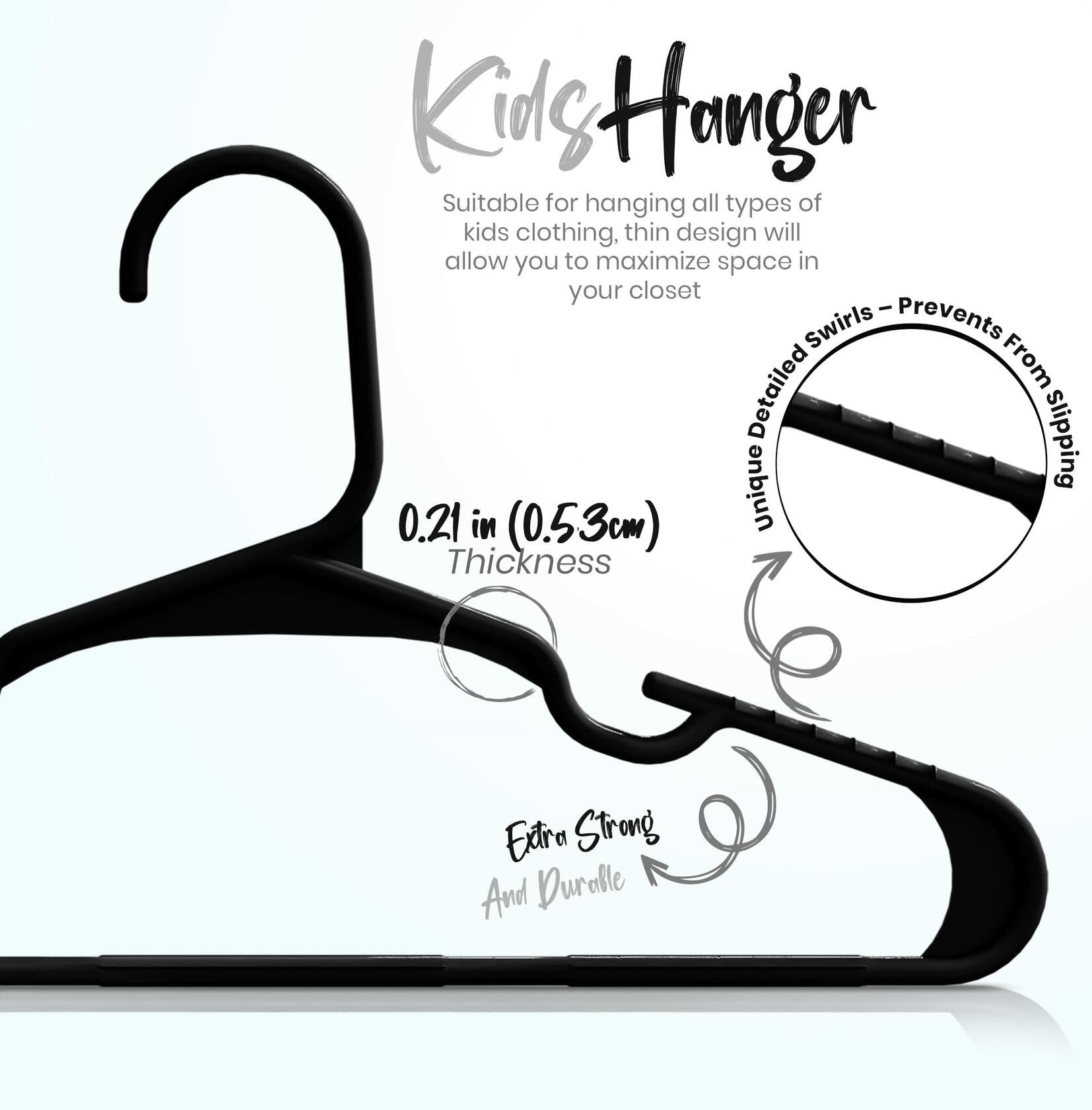 Utopia Home Kids Plastic Hangers 11.5 Inch Black 20 Pack