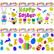 Easter Gel Window Clings 6 Sheets Bunny Chick Egg Flower Reusable Decor