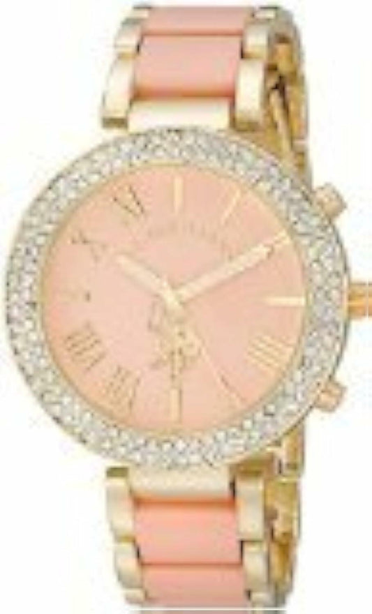 U.S. Polo Assn. Women's USC40063 Gold-Tone Pink Bracelet Watch