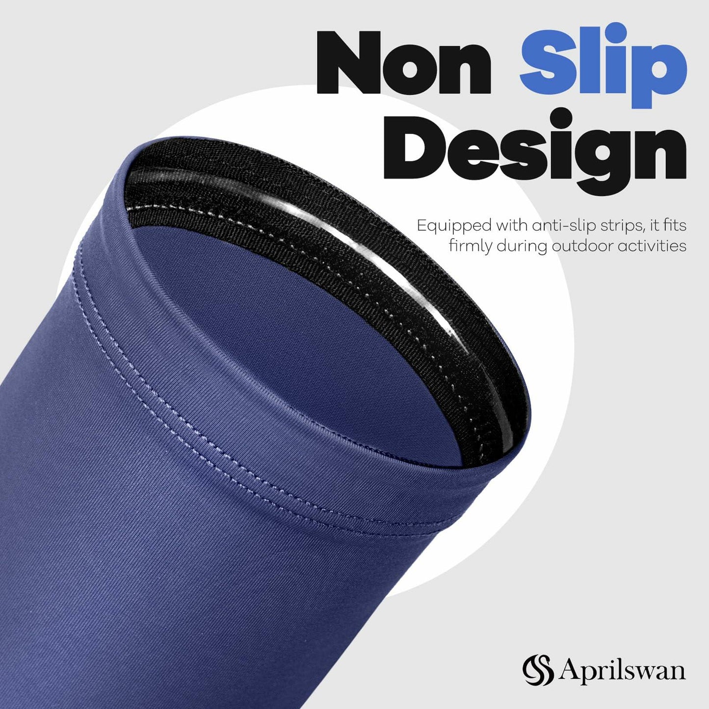 Aprilswan UV Sun Protection Arm Sleeves Non Slip Compression Black 1 Pair