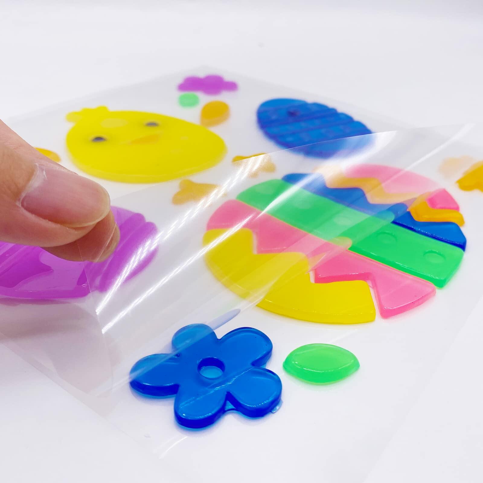 Easter Gel Window Clings 6 Sheets Bunny Chick Egg Flower Reusable Decor