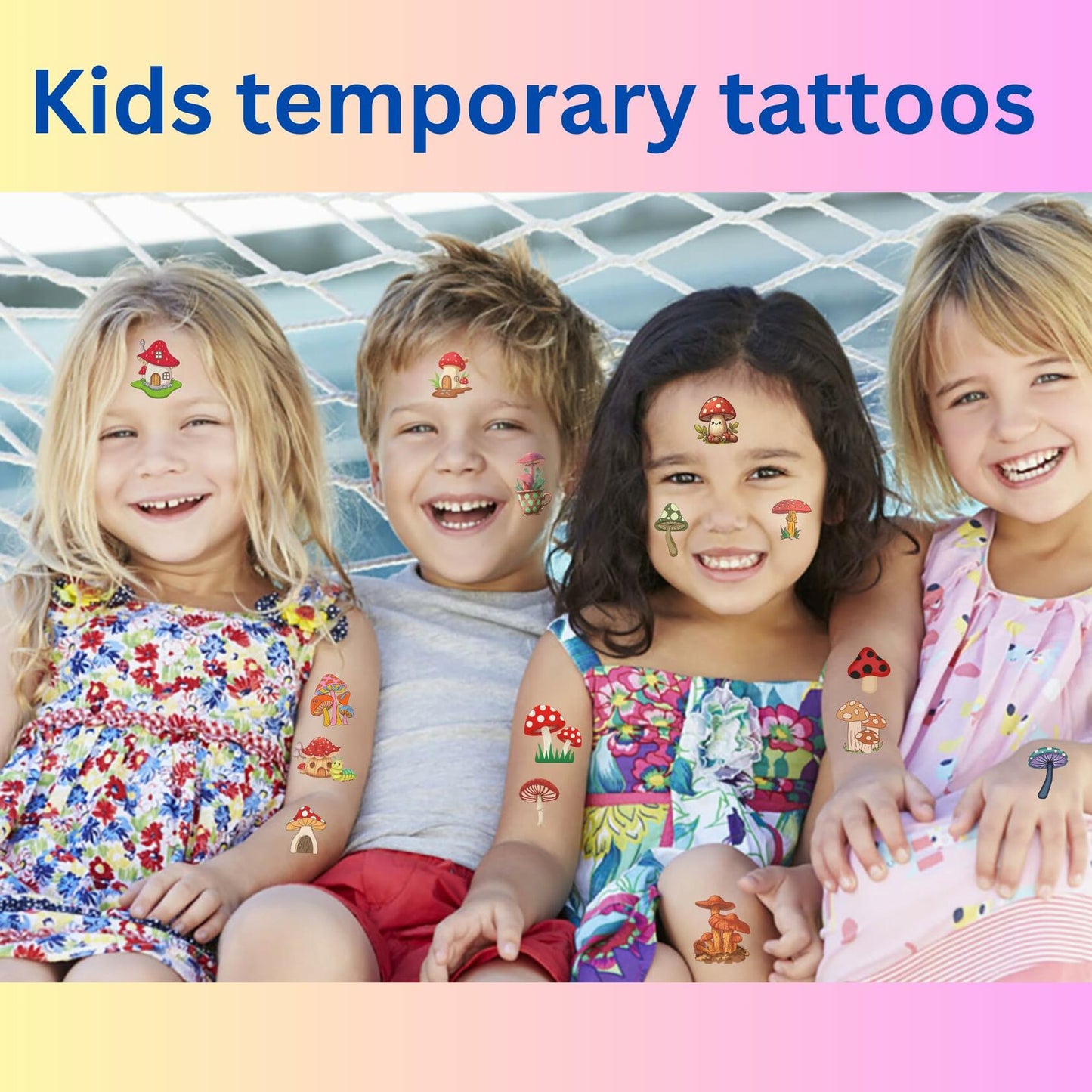 Mushroom Temporary Tattoos 50Pcs Cute Funny Stickers for Kids Boys Girls