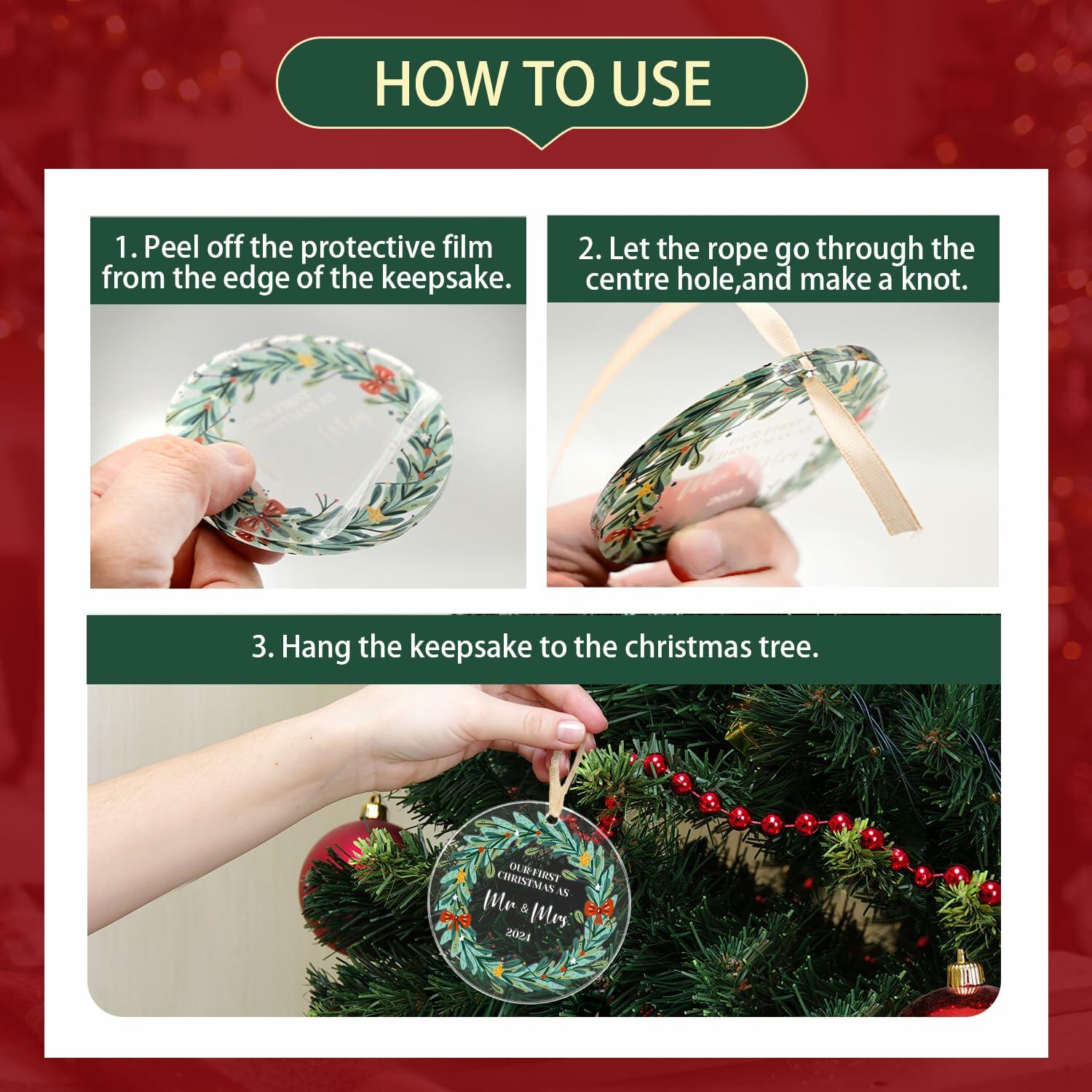 First Christmas Married Ornament 2024 1st Christmas Mr and Mrs Wedding Gift