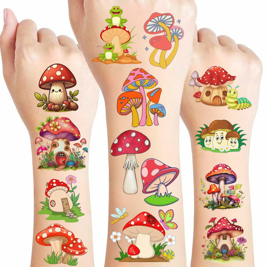 Mushroom Temporary Tattoos 50Pcs Cute Funny Stickers for Kids Boys Girls