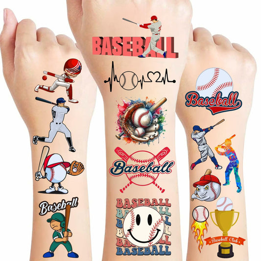 Baseball Temporary Tattoos 72 Pcs 6 Sheets Sport Party Favors Gift Idea