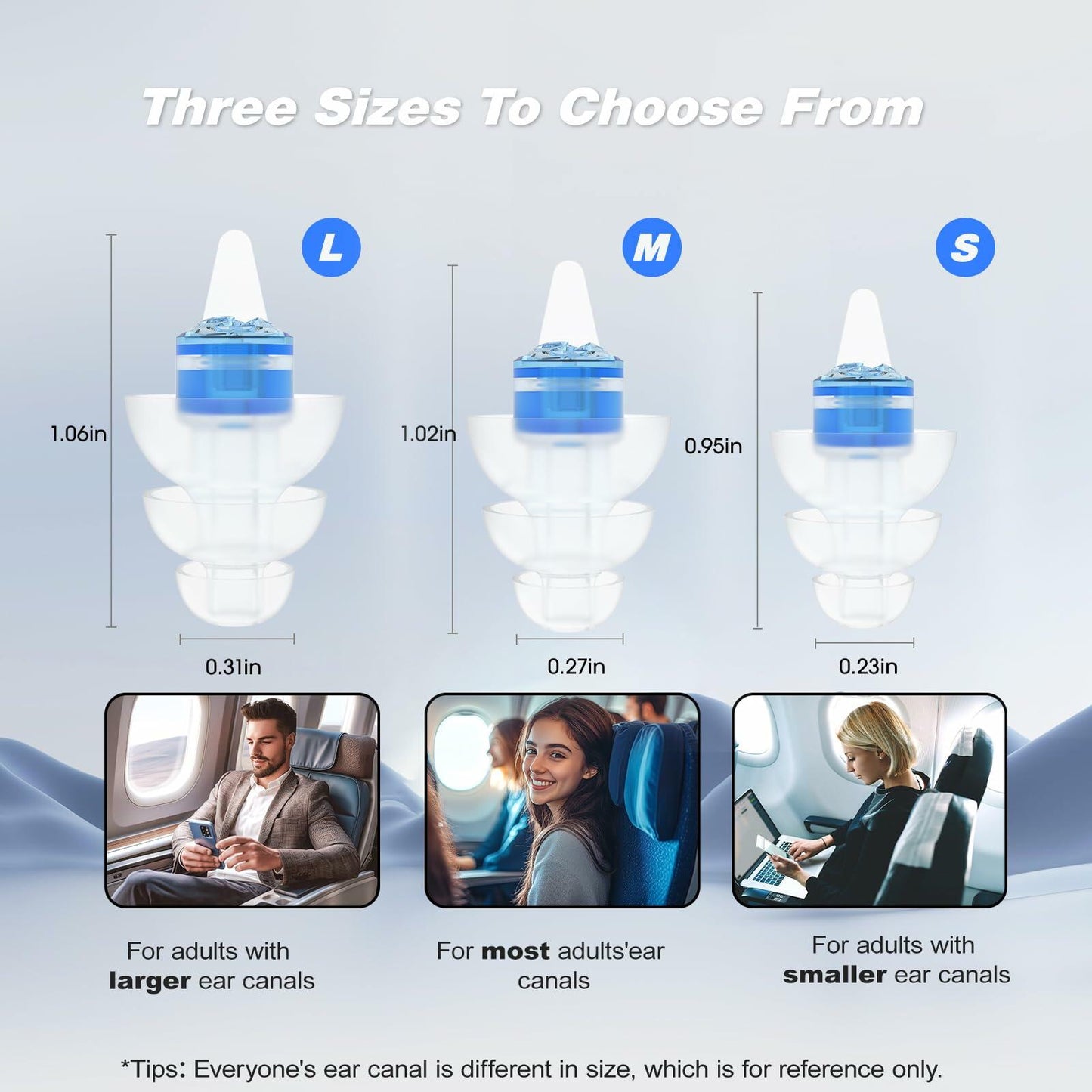 Airplane Travel Essentials Ear Plugs 2 Pairs Soft Silicone Blue Noise Cancelling