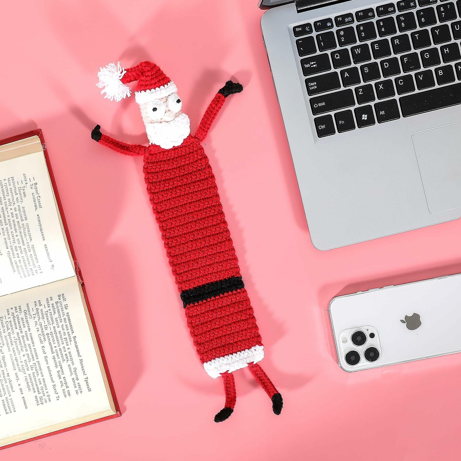 Crochet Santa Bookmark Kawaii 3D Christmas Gift for Kids Women