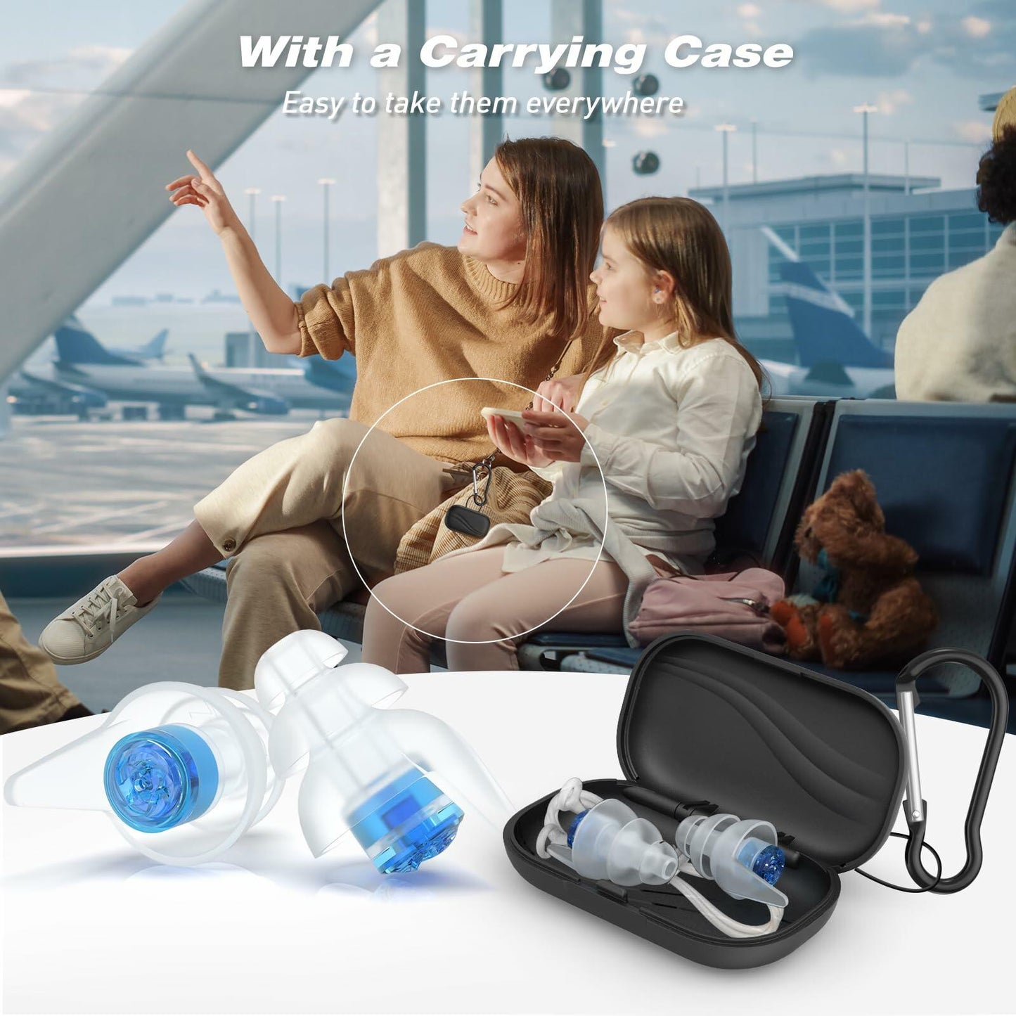 Airplane Travel Essentials Ear Plugs 2 Pairs Soft Silicone Blue Noise Cancelling